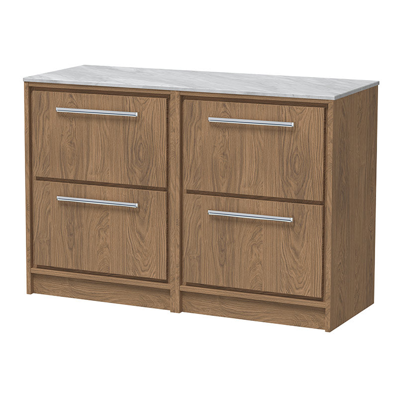 Hudson Reed Lille Floor Standing Four Drawer Vanity with Marble Worktop (1 size, 3 colours) - Brand New Bathrooms