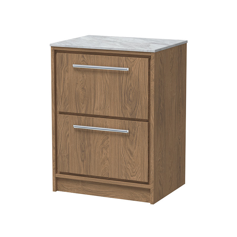 Hudson Reed Lille Floor Standing Double Drawer 600mm Vanity with Marble Worktop (1 size, 3 colours) - Brand New Bathrooms