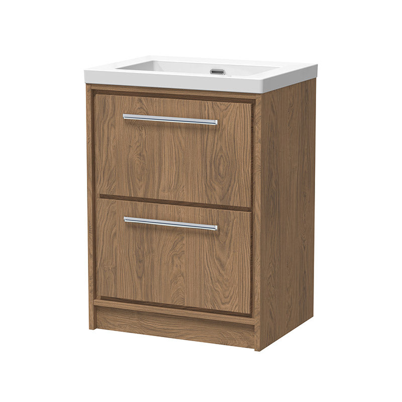 Hudson Reed Lille Floor Standing Double Drawer 600mm Vanity with Fireclay Basin (1 size, 3 colours) - Brand New Bathrooms