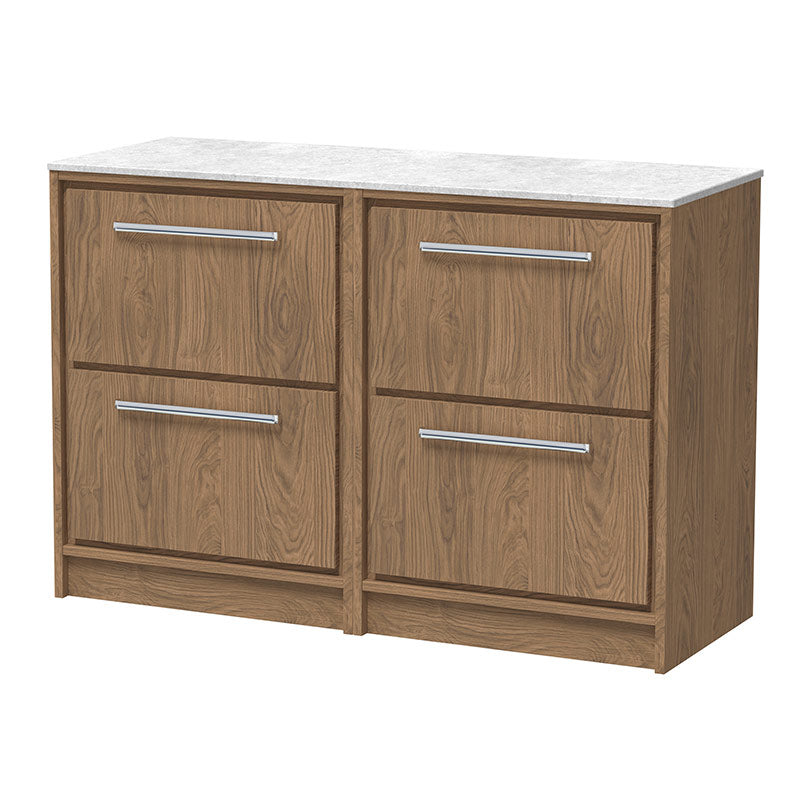 Hudson Reed Lille Floor Standing Four Drawer 1200mm Vanity with Marble Worktop (1 size, 3 colours) - Brand New Bathrooms