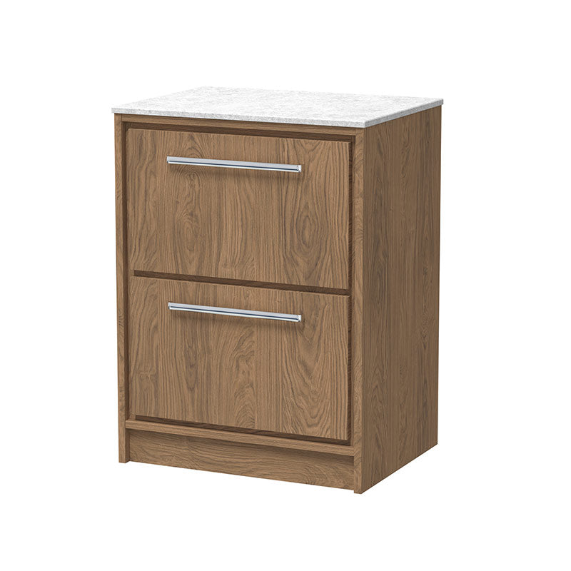 Hudson Reed Lille Floor Standing Double Drawer 600mm Vanity with Marble Worktop (1 size, 3 colours) - Brand New Bathrooms