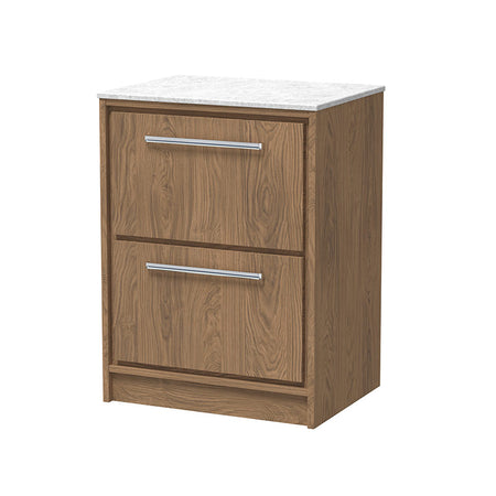 Hudson Reed Lille Floor Standing Double Drawer 600mm Vanity with Marble Worktop (1 size, 3 colours) - Brand New Bathrooms