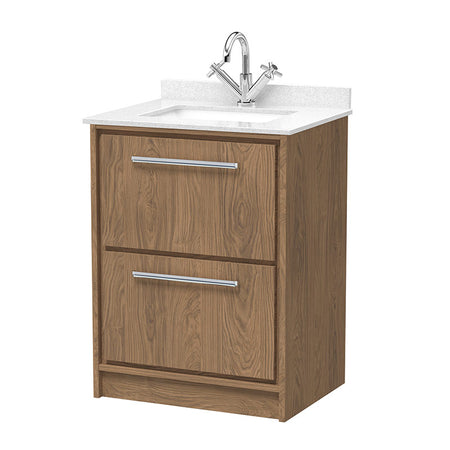 Hudson Reed Lille Floor Standing Double Drawer 600mm Vanity with Marble Worktop Underslung Basin (1 size, 3 colours) - Brand New Bathrooms