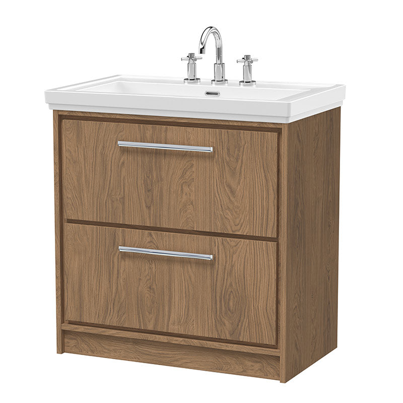 Hudson Reed Lille Floor Standing 2-Drawer Vanity with Basin - 3 Tap Hole (1 size,3 colours) - Brand New Bathrooms