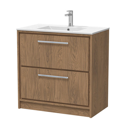 Hudson Reed Lille Floor Standing Double Drawer 800mm Vanity with 1 tap hole Vitreous China Basin (1 size, 3 colours) - Brand New Bathrooms