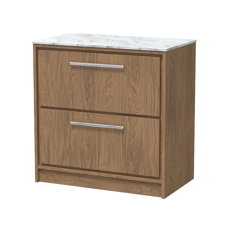 Hudson Reed Lille Floor Standing Double Drawer 800mm Vanity with Marble Worktop (1 size, 3 colours) - Brand New Bathrooms