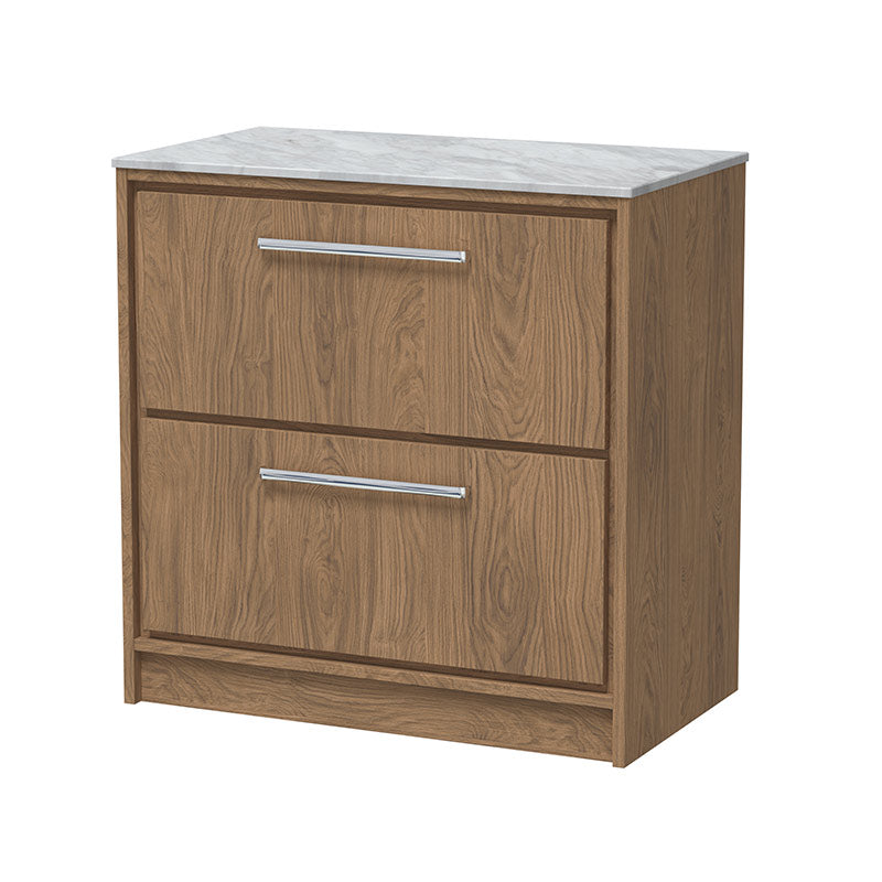 Hudson Reed Lille Floor Standing Double Drawer 800mm Vanity with Marble Worktop (1 size, 3 colours) - Brand New Bathrooms