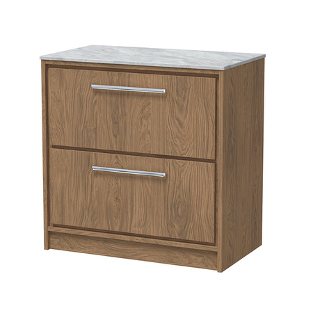 Hudson Reed Lille Floor Standing Double Drawer 800mm Vanity with Marble Worktop (1 size, 3 colours) - Brand New Bathrooms