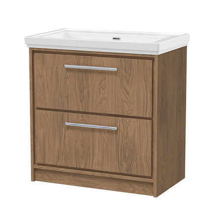 Hudson Reed Lille Floor Standing Double Drawer 800mm Vanity with Fireclay Basin (1 size, 3 colours) - Brand New Bathrooms