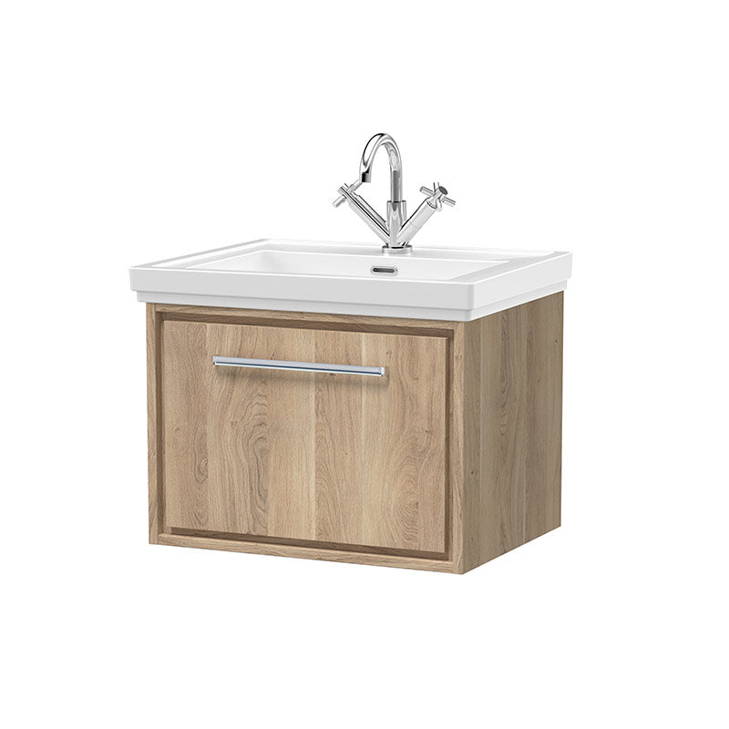 Hudson Reed Lille Wall Hung Single Drawer 600mm Vanity with Fireclay Basin & 1 Tap Hole (1 size, 3 colours) - Brand New Bathrooms