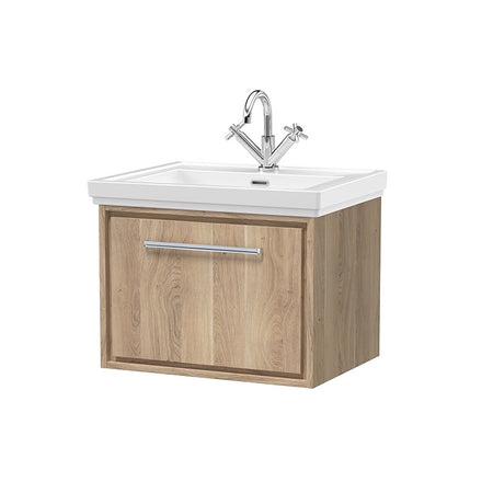 Hudson Reed Lille Wall Hung Single Drawer 600mm Vanity with Fireclay Basin & 1 Tap Hole (1 size, 3 colours) - Brand New Bathrooms
