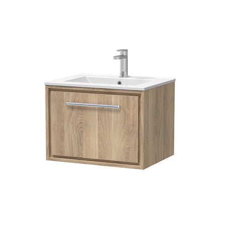Hudson Reed Lille Wall Hung Single Drawer 600mm Vanity with 1 tap hole Fireclay Basin (1 size, 3 colours) - Brand New Bathrooms