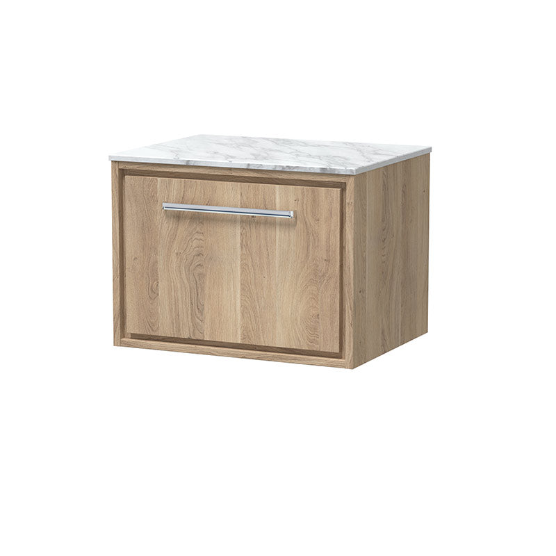Hudson Reed Lille Wall Hung Single Drawer 600mm Vanity with Marble Worktop (1 size, 3 colours) - Brand New Bathrooms