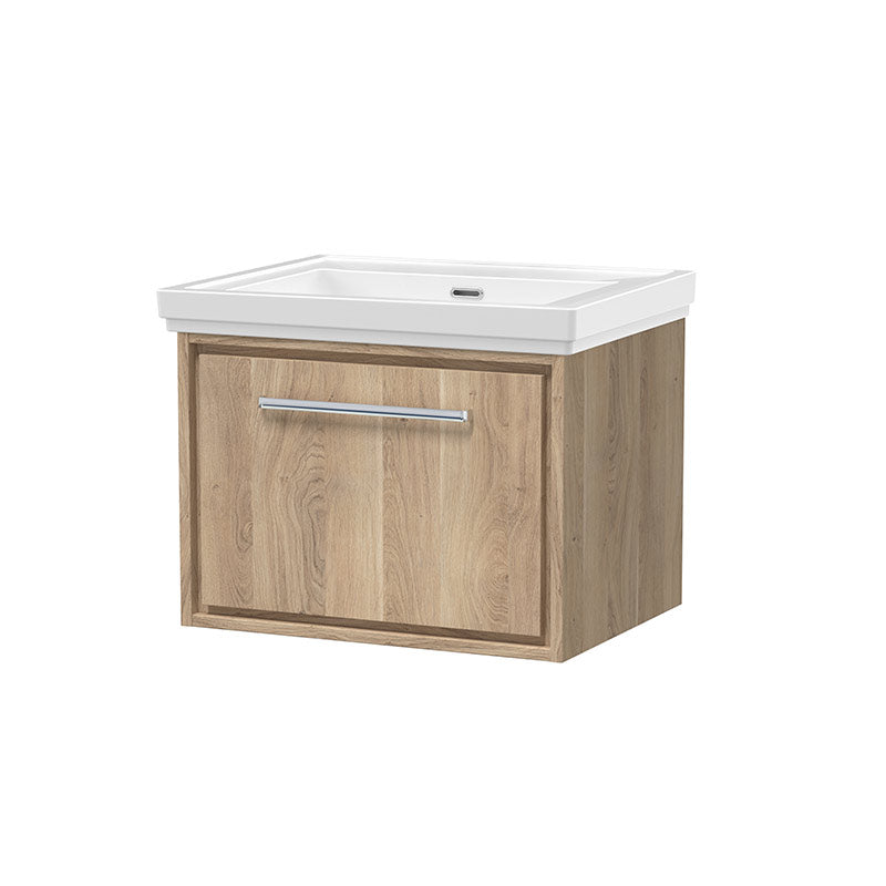 Hudson Reed Lille Wall Hung Single Drawer 600mm Vanity with Fireclay Basin (1 size, 3 colours) - Brand New Bathrooms