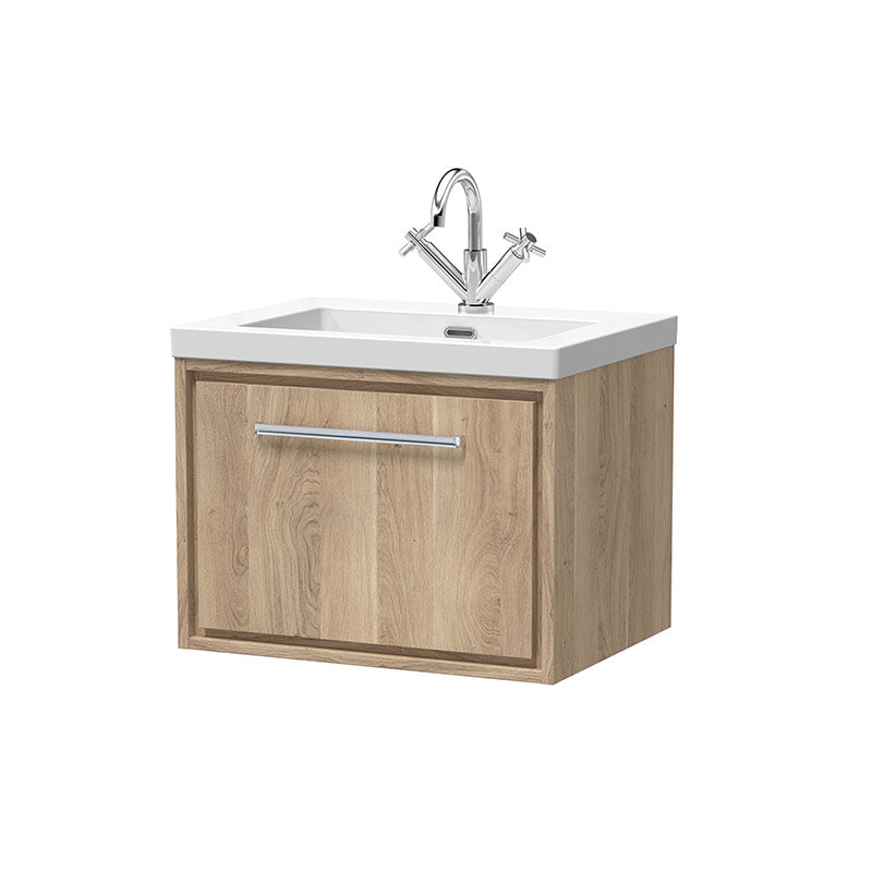 Hudson Reed Lille Wall Hung Single Drawer 600mm Vanity with 1 tap hole Fireclay Basin (1 size, 3 colours) - Brand New Bathrooms