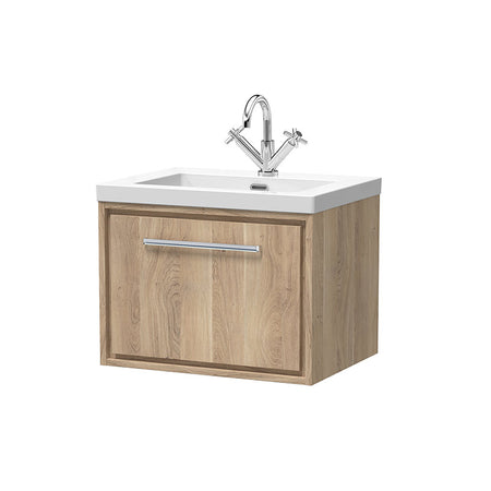 Hudson Reed Lille Wall Hung Single Drawer 600mm Vanity with 1 tap hole Fireclay Basin (1 size, 3 colours) - Brand New Bathrooms