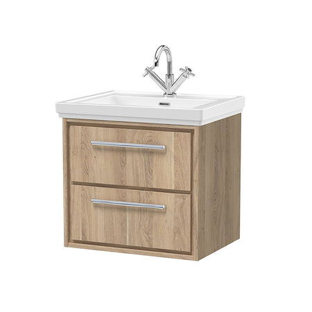 Hudson Reed Lille Wall Hung Double Drawer 600mm Vanity with 1 tap hole Fireclay Basin (1 size, 3 colours) - Brand New Bathrooms