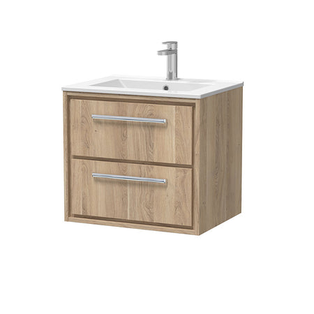 Hudson Reed Lille Wall Hung Double Drawer 600mm Vanity with 1 tap hole Vitreous China Basin (1 size, 3 colours) - Brand New Bathrooms