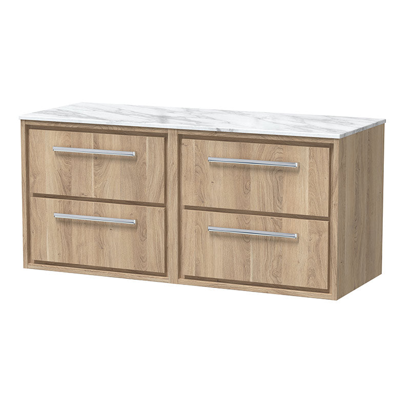 Hudson Reed Lille Wall Hung Four Drawer 1200mm Vanity with Marble Worktop (1 size, 3 colours) - Brand New Bathrooms