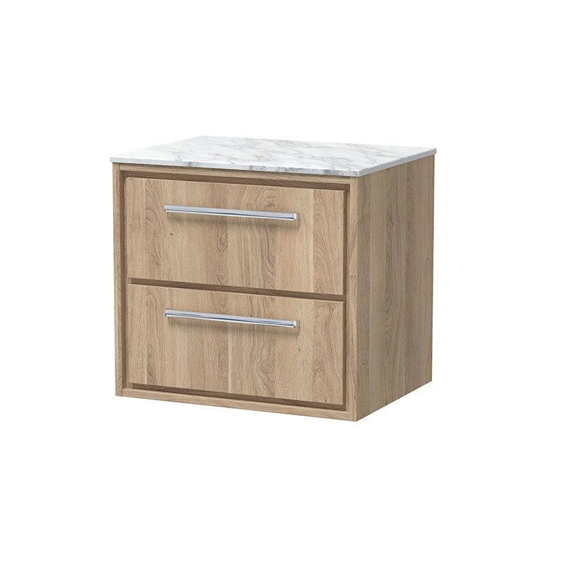 Hudson Reed Lille Wall Hung Double Drawer 600mm Vanity with Marble Worktop (1 size, 3 colours) - Brand New Bathrooms