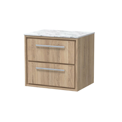 Hudson Reed Lille Wall Hung Double Drawer 600mm Vanity with Marble Worktop (1 size, 3 colours) - Brand New Bathrooms