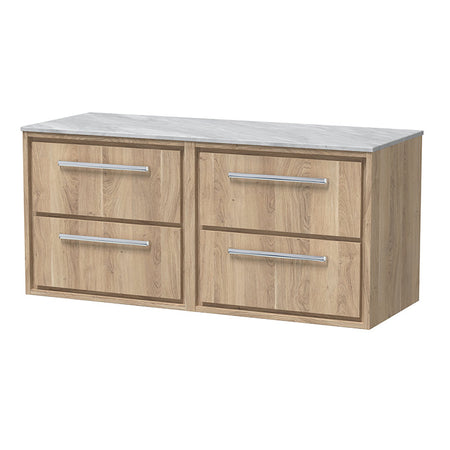 Hudson Reed Lille Wall Hung Four Drawer 1200mm Vanity with Marble Worktop (1 size, 3 colours) - Brand New Bathrooms