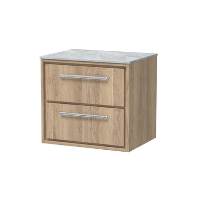 Hudson Reed Lille Wall Hung Double Drawer 600mm Vanity with Marble Worktop (1 size, 3 colours) - Brand New Bathrooms