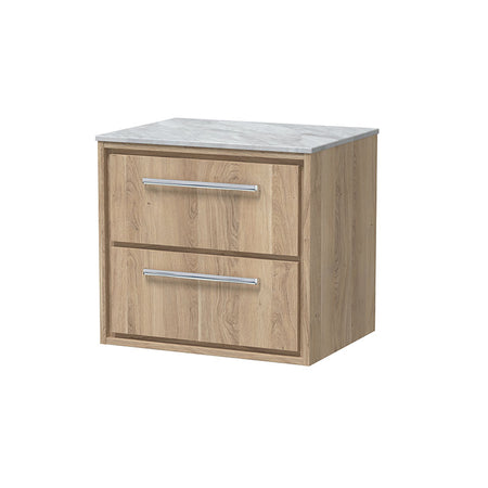 Hudson Reed Lille Wall Hung Double Drawer 600mm Vanity with Marble Worktop (1 size, 3 colours) - Brand New Bathrooms