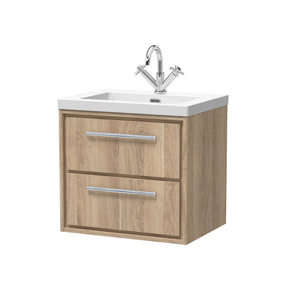 Hudson Reed Lille Wall Hung Double Drawer 600mm Vanity with 1 tap hole Fireclay Basin (1 size, 3 colours) - Brand New Bathrooms