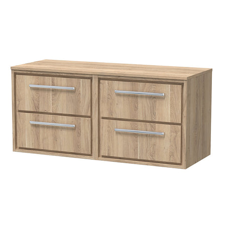 Hudson Reed Lille Wall Hung Four Drawer 1200mm Vanity with Matching Worktop (1 size, 3 colours) - Brand New Bathrooms