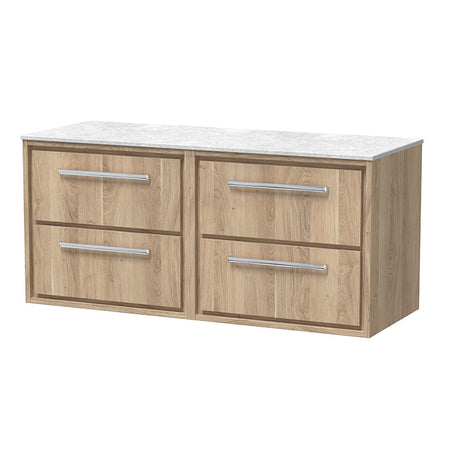 Hudson Reed Lille Wall Hung Four Drawer 1200mm Vanity with Marble Worktop (1 size, 3 colours) - Brand New Bathrooms