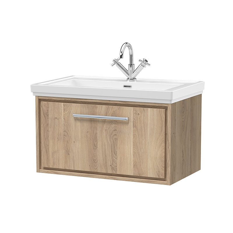 Hudson Reed Lille Wall Hung Single Drawer 800mm Vanity with 1 tap hole Fireclay Basin (1 size, 3 colours) - Brand New Bathrooms