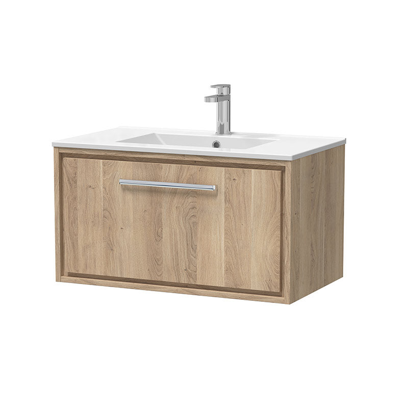 Hudson Reed Lille Wall Hung Single Drawer 800mm Vanity with 1 tap hole Vitreous China Basin (1 size, 3 colours) - Brand New Bathrooms