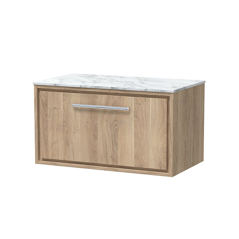 Hudson Reed Lille Wall Hung Single Drawer 800mm Vanity with Marble Worktop (1 size, 3 colours) - Brand New Bathrooms