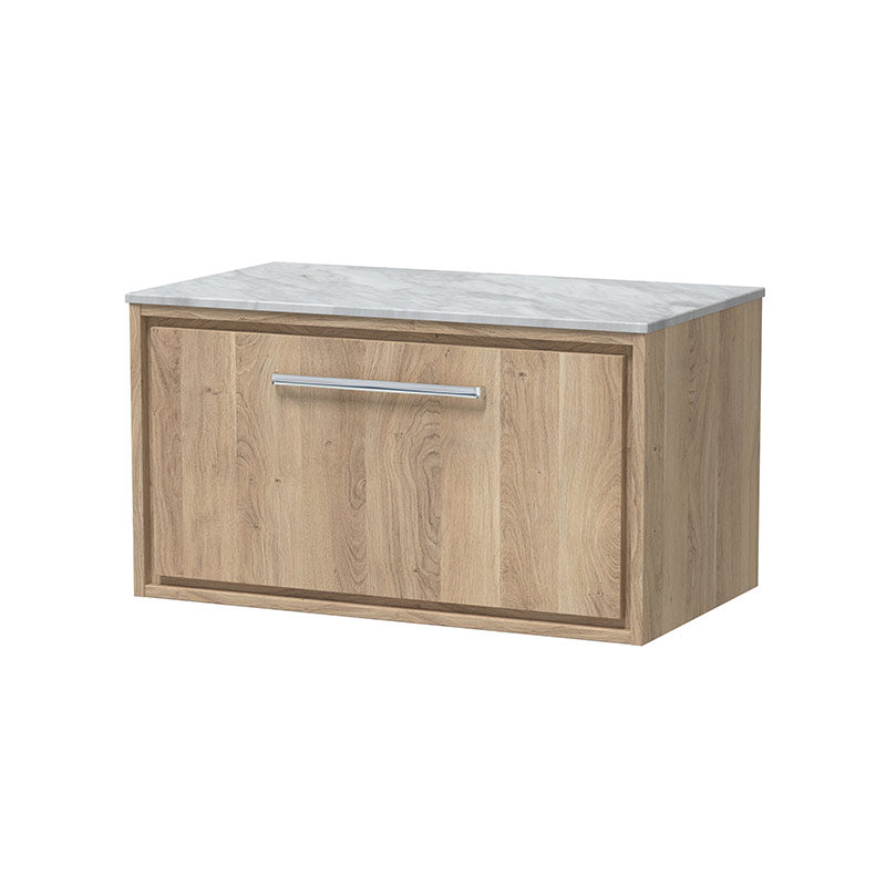 Hudson Reed Lille Wall Hung Single Drawer 800mm Vanity with Marble Worktop (1 size, 3 colours) - Brand New Bathrooms