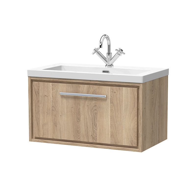 Hudson Reed Lille Wall Hung Single Drawer 800mm Vanity with 1 tap hole Fireclay Basin (1 size, 3 colours) - Brand New Bathrooms