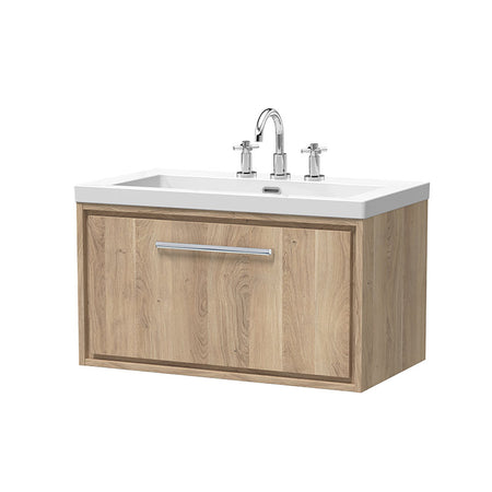 Hudson Reed Lille Wall Hung Single Drawer Vanity with 3 tap hole Fireclay Basin (1 size, 3 colours) - Brand New Bathrooms