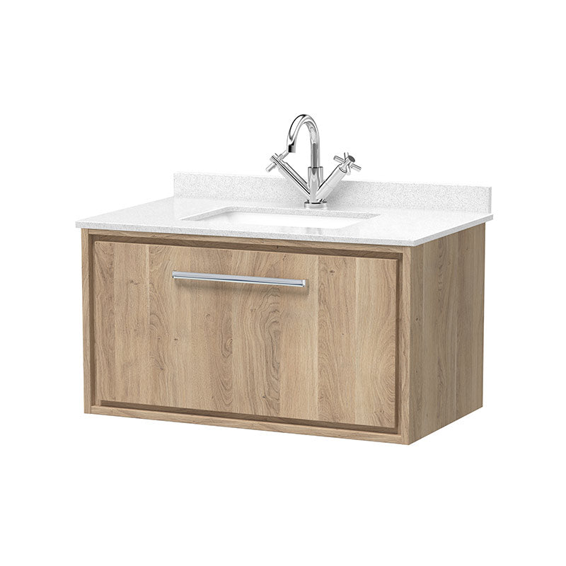 Hudson Reed Lille Wall Hung Single Drawer 800mm Vanity with Marble Worktop Basin (1 size, 3 colours) - Brand New Bathrooms