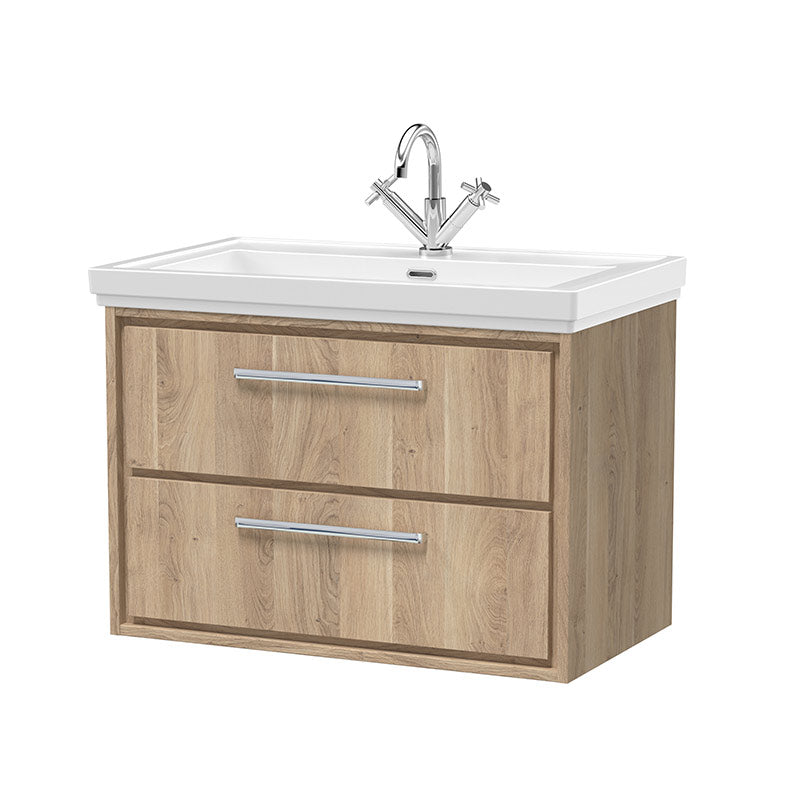 Hudson Reed Lille Wall Hung Double Drawer 800mm Vanity with 1 tap hole Fireclay Basin (1 size, 3 colours) - Brand New Bathrooms