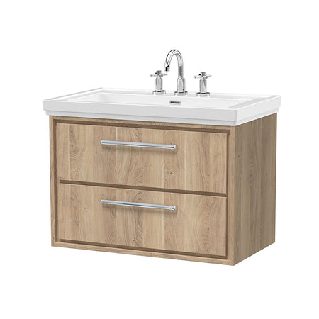 Hudson Reed Lille Wall Hung Double Drawer 800mm Vanity with 3 tap hole Fireclay Basin (1 size, 3 colours) - Brand New Bathrooms