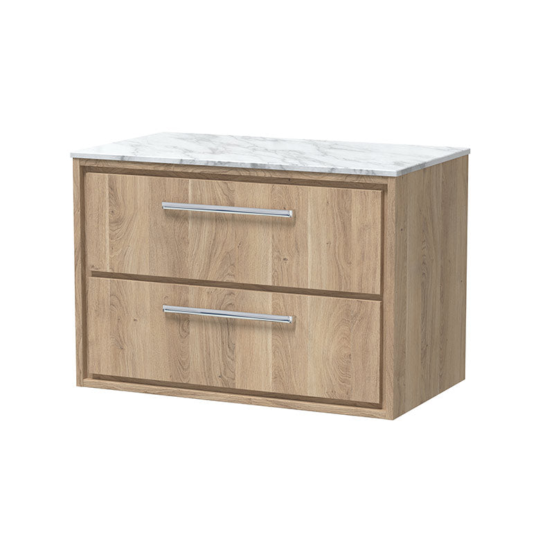 Hudson Reed Lille Wall Hung Double Drawer 800mm Vanity with Marble Worktop (1 size, 3 colours) - Brand New Bathrooms