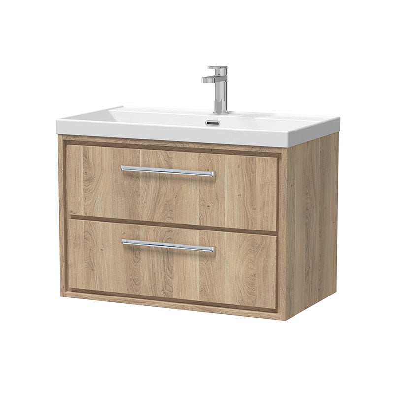 Hudson Reed Lille Wall Hung Double Drawer 800mm Vanity with 1 tap hole Fireclay Basin (1 size, 3 colours) - Brand New Bathrooms