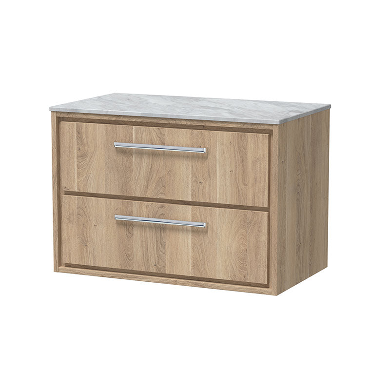 Hudson Reed Lille Wall Hung Double Drawer 800mm Vanity with Marble Worktop (1 size, 3 colours) - Brand New Bathrooms