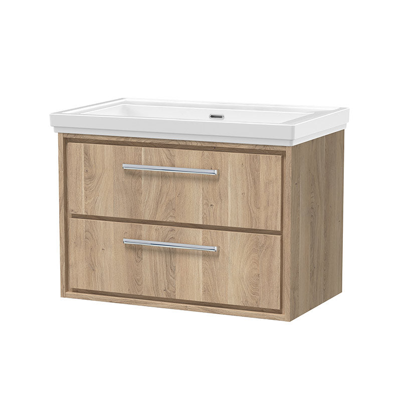 Hudson Reed Lille Wall Hung Double Drawer 800mm Vanity with Fireclay Basin (1 size, 3 colours) - Brand New Bathrooms
