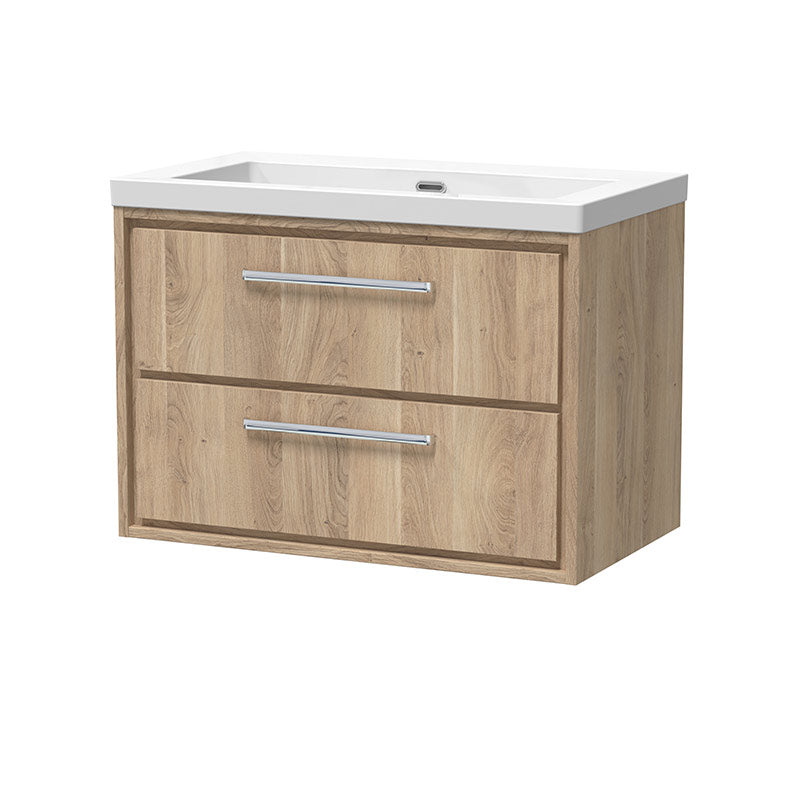 Hudson Reed Lille Wall Hung Double Drawer 800mm Vanity with Fireclay Basin (1 size, 3 colours) - Brand New Bathrooms