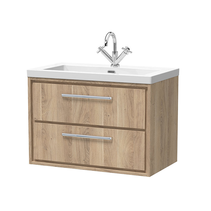 Hudson Reed Lille Wall Hung Double Drawer 800mm Vanity with 1 tap hole Fireclay Basin (1 size, 3 colours) - Brand New Bathrooms