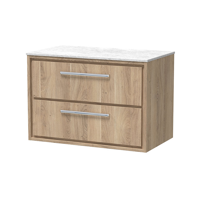 Hudson Reed Lille Wall Hung Double Drawer 800mm Vanity with Marble Worktop (1 size, 3 colours) - Brand New Bathrooms
