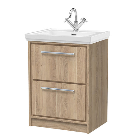 Hudson Reed Lille Floor Standing Double Drawer 600mm Vanity with 1 tap hole Fireclay Basin (1 size, 3 colours) - Brand New Bathrooms
