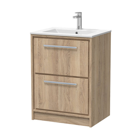 Hudson Reed Lille Floor Standing Double Drawer 600mm Vanity with 1 tap hole Vitreous China Basin (1 size, 3 colours) - Brand New Bathrooms