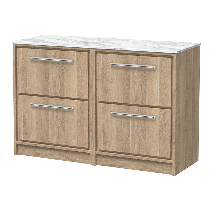 Hudson Reed Lille Floor Standing Four Drawer 1200mm Vanity with Marble Worktop (1 size, 3 colours) - Brand New Bathrooms